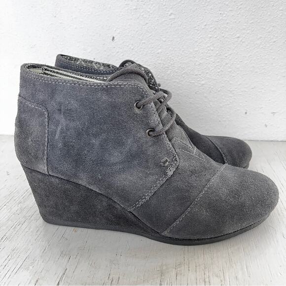 Toms Desert Wedge Castlerock grey ankle Booties lace up size 8 - Picture 2 of 11